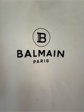 Balmain Black Logo on White Canvas